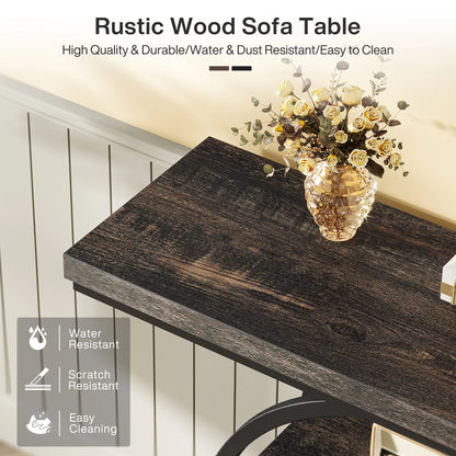 4-Tier Entryway Table, 41.3-Inch Industrial Sofa Table for Living Room, Foyer Hallway Table for Entrance