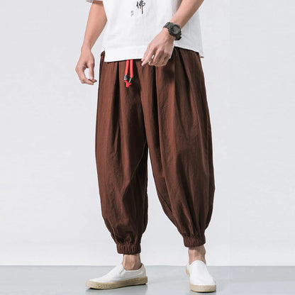 Oversize Loose Harem Pants, Chinese Linen, Overweight Sweatpants