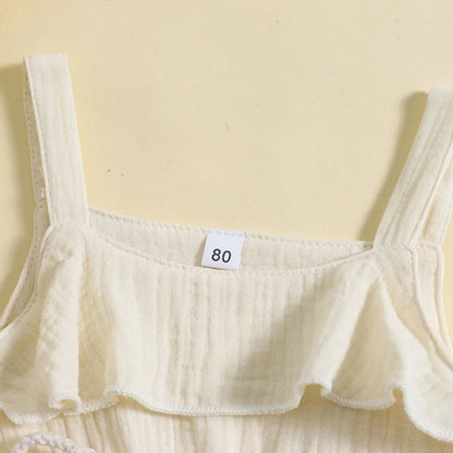 6 MO-4Y Girl Summer Dress, Casual Sleeveless, Square Neck, Belted Dress