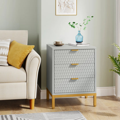 25.78" Tall Bedside Table with 3 Drawers