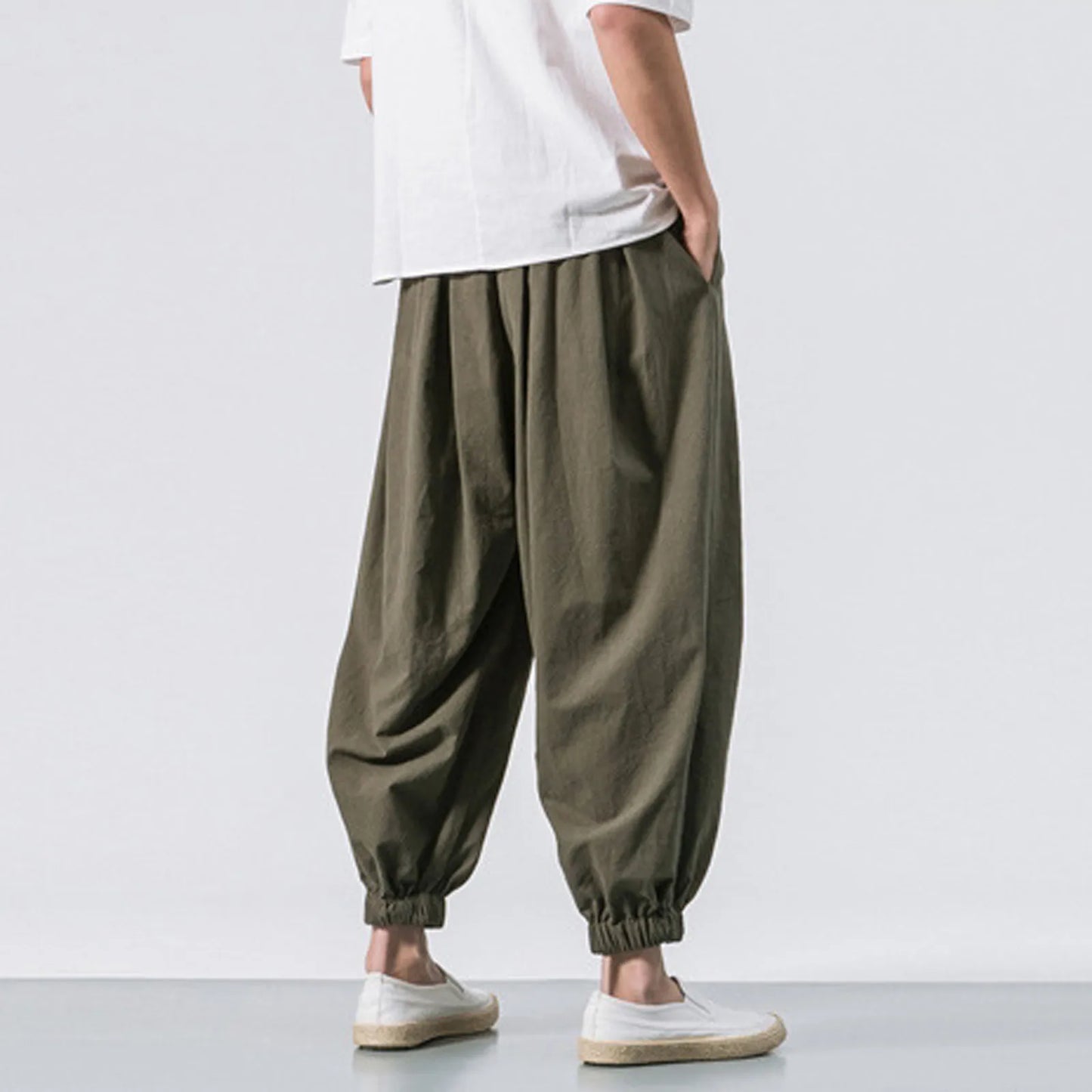 Oversize Loose Harem Pants, Chinese Linen, Overweight Sweatpants