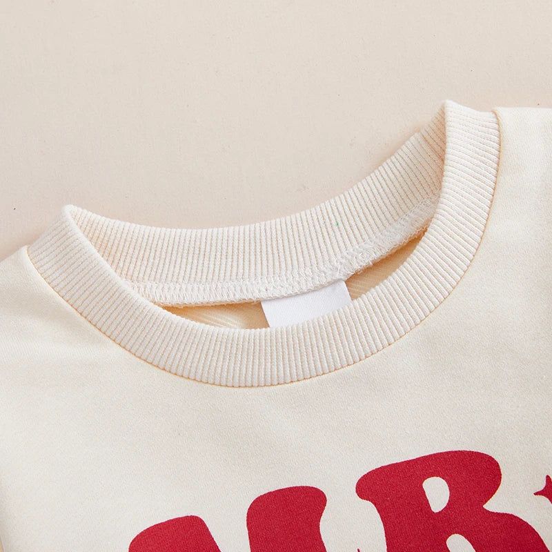 Toddler Baby Boy Valentines Outfit, Letter Print Long Sleeve Sweatshirt and Elastic Pants