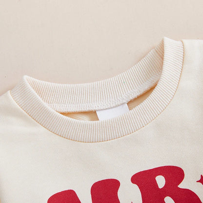 Toddler Baby Boy Valentines Outfit, Letter Print Long Sleeve Sweatshirt and Elastic Pants