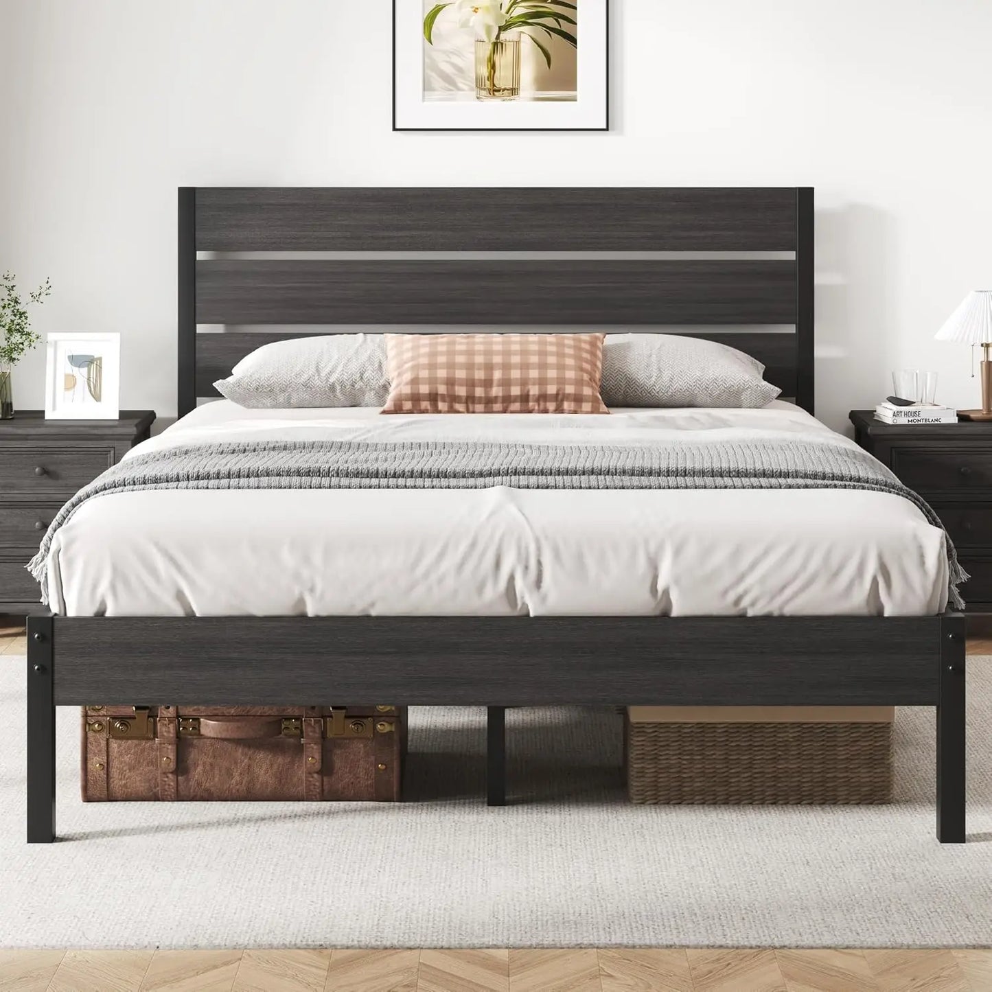All-Metal Bed Frame with Headboard & Footboard - Under Bed Storage, No Box Spring Needed | Easy Assembly