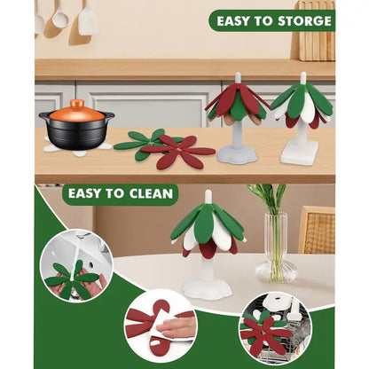 Christmas Tree Trivet Silicone Table Mat Multi-Functional Heat Resistant Pot Holders