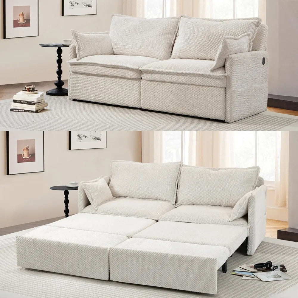 74" King Pull Out Sofa Bed  with USB Charging