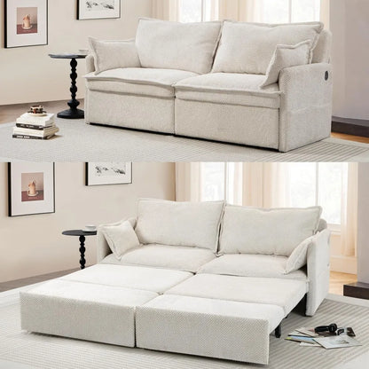 74" King Pull Out Sofa Bed  with USB Charging