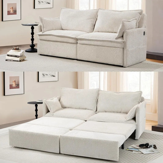 74" King Pull Out Sofa Bed  with USB Charging