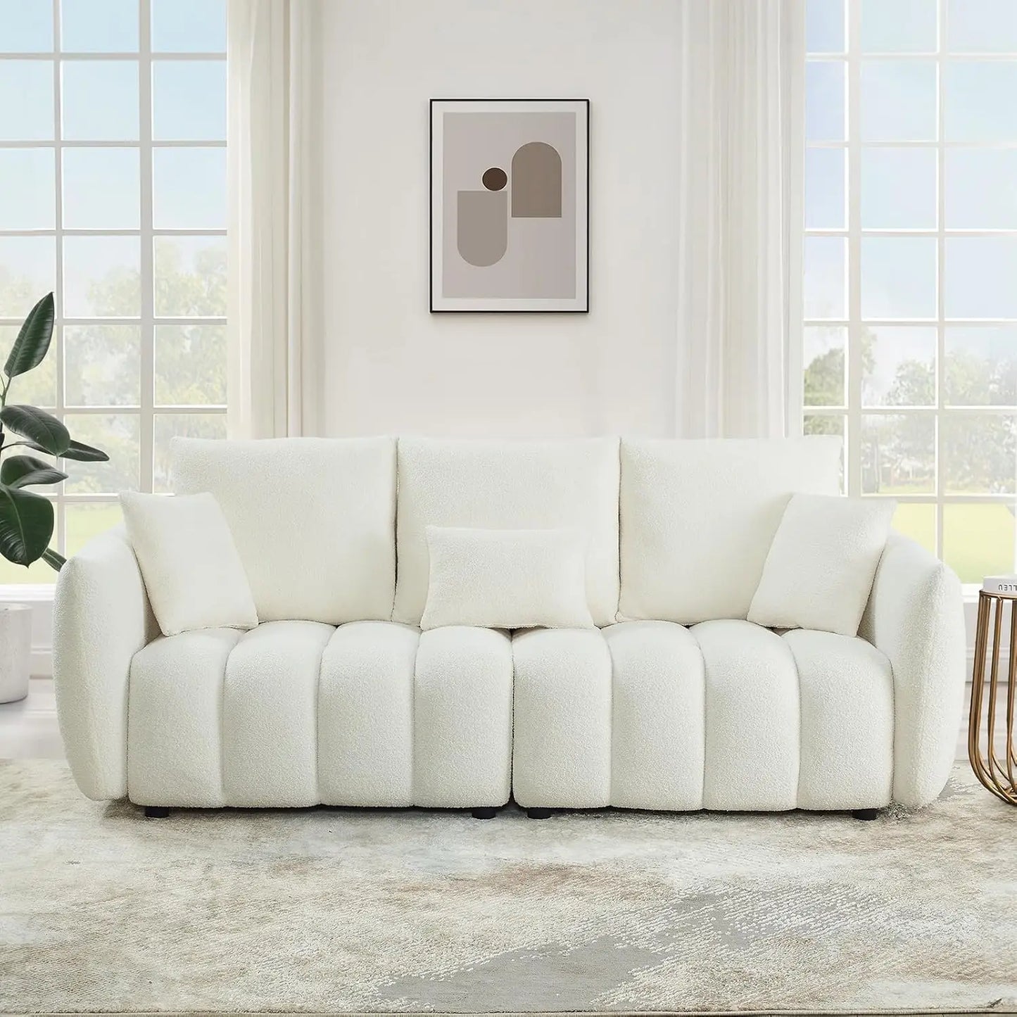 82" Upholstered 3-Seat Boucle Couch