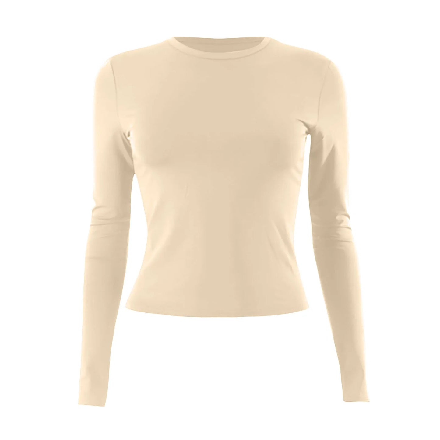 Cotton O Neck Long Sleeve Sexy Cropped Tops