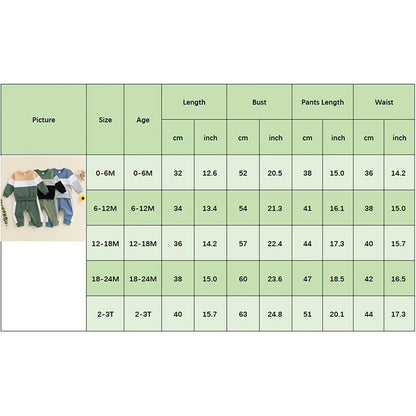 3-24 MO & 3T Boy Pants Set, Long Sleeve, Round Neck Sweatshirt. Drawstring Long Pants Contrast Color Outfits