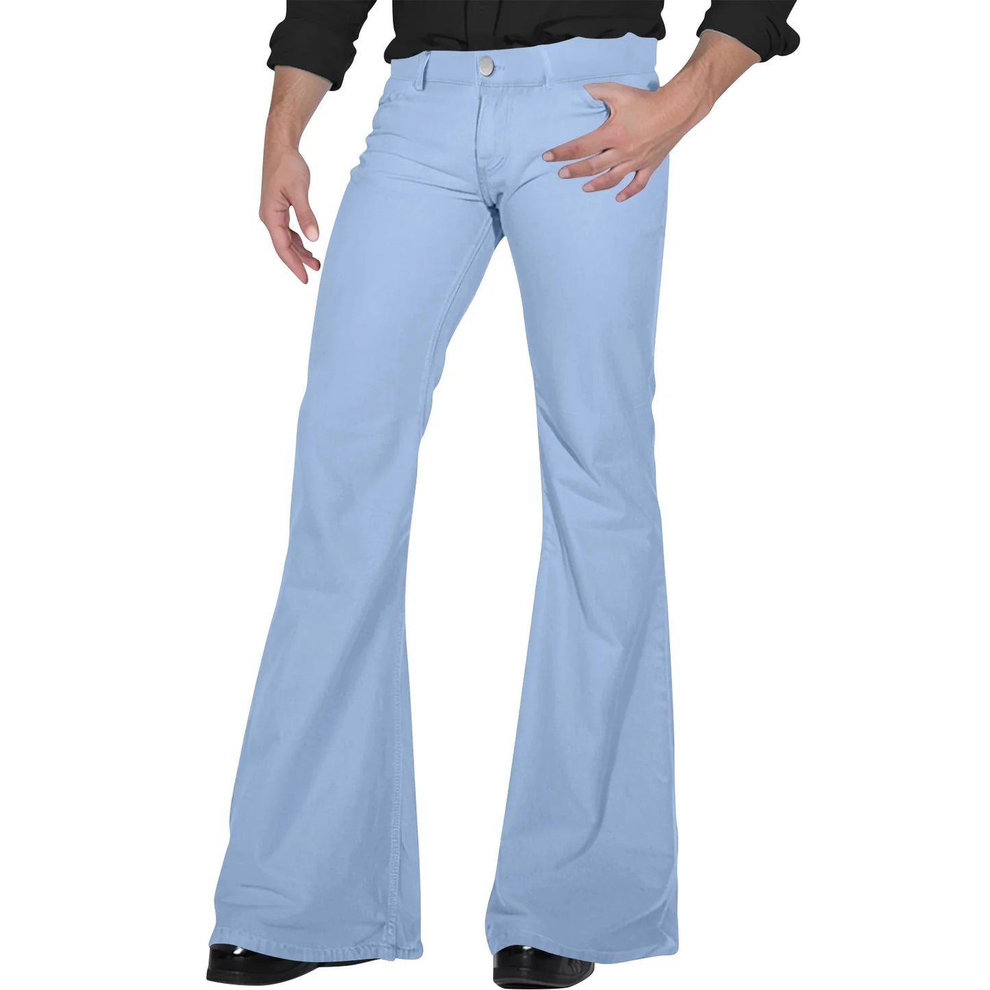 Men's Flare Pants, Solid Color, Daily Simple Classic Trousers, Mopping Bottoms, Disco Flared