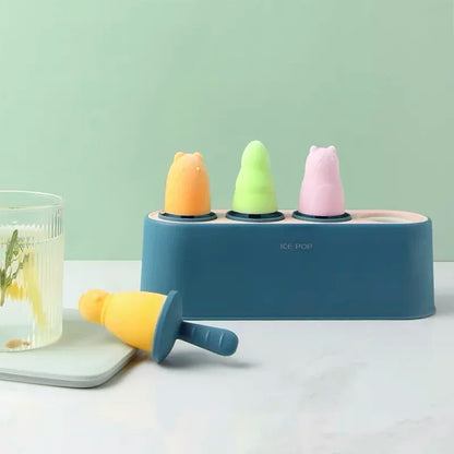 Home Ice Cream Mold Popsicle Diy Tool Silicone 4-hole Popsicle Box