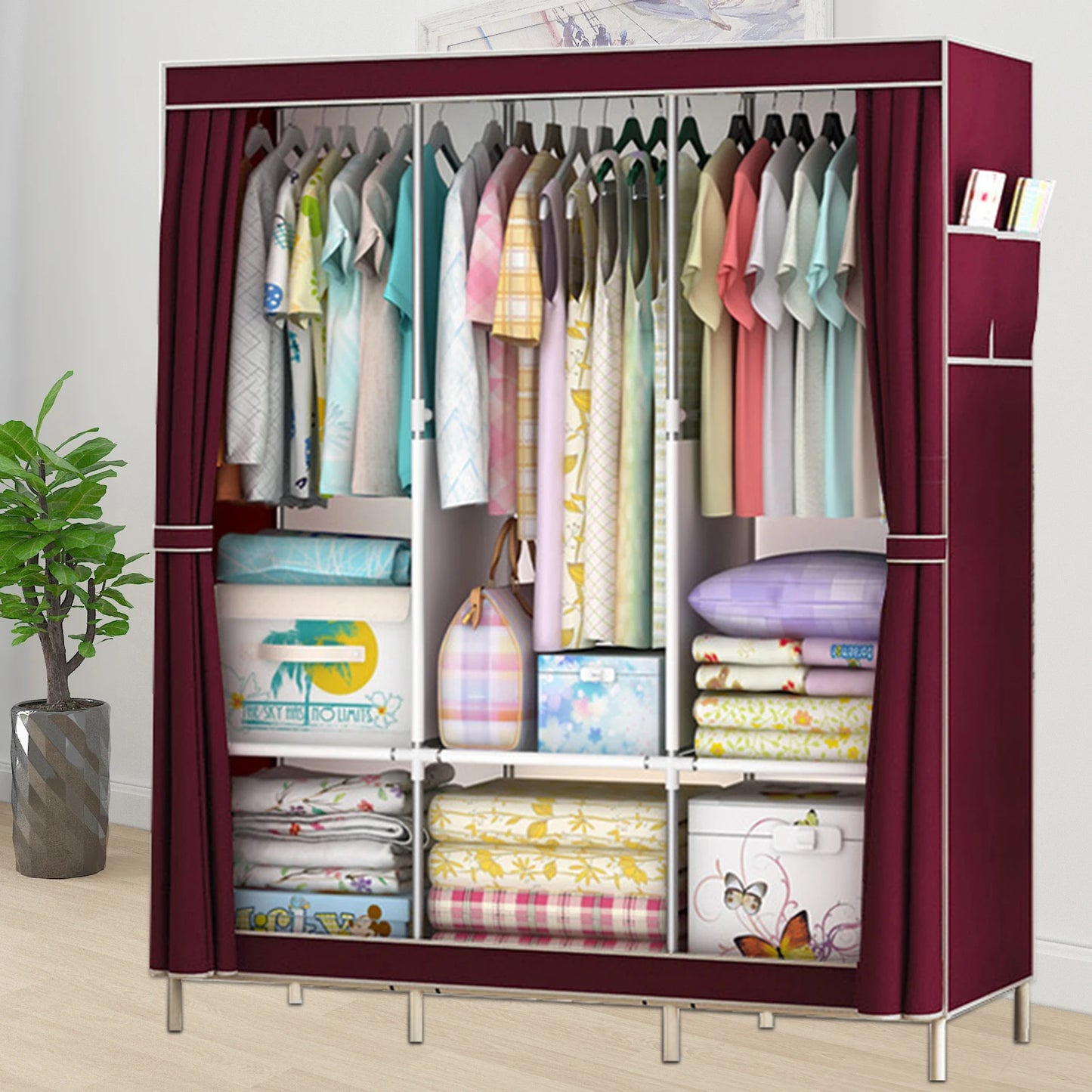 Closet Wardrobe Organizer Storage Rack, Portable, Dustproof, Non-woven Fabric Quick and Easy to Assemble