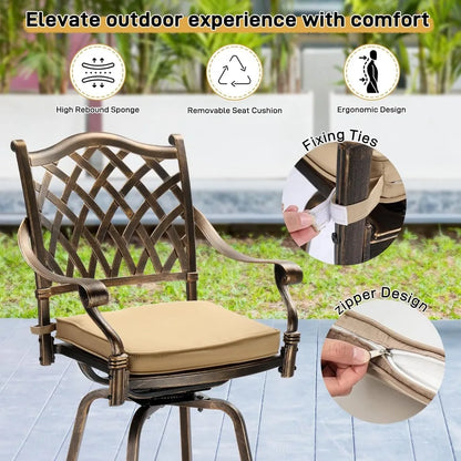 Bar Height Patio Chairs, 360° Rotation 380 lbs Capacity Barstools