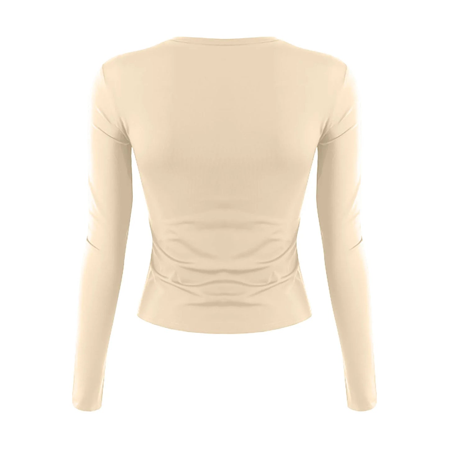 Cotton O Neck Long Sleeve Sexy Cropped Tops