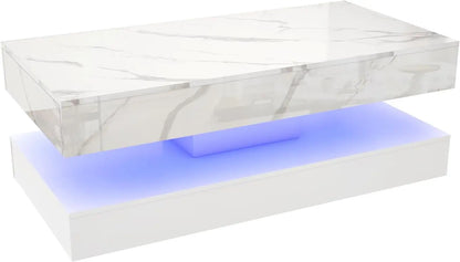 Modern Stylish Coffee Table with 2 Storage Drawers and LED lights