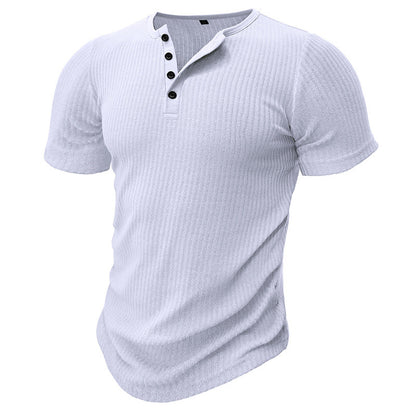 Muscle Slim Fit Short Sleeve T-shirt, V-neck Collar