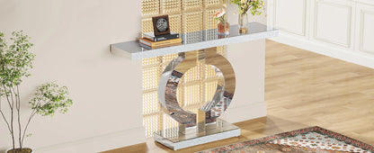 43.3-Inch Mirrored Console Entryway Table with Mirror Finish Tabletop