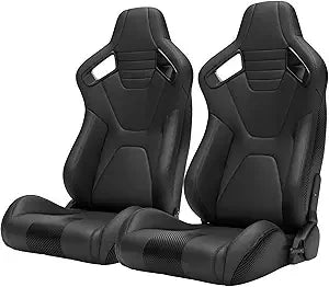 2 Pieces Universal Racing Seats with Dual Lock Sliders, 1 Pair PVC Leather Bucket Seats for Cars (5 colors)
