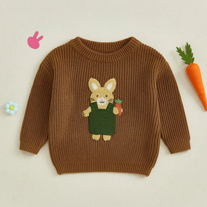 Toddler/Baby Pullover Sweater, Casual Easter Bunny Embroidery