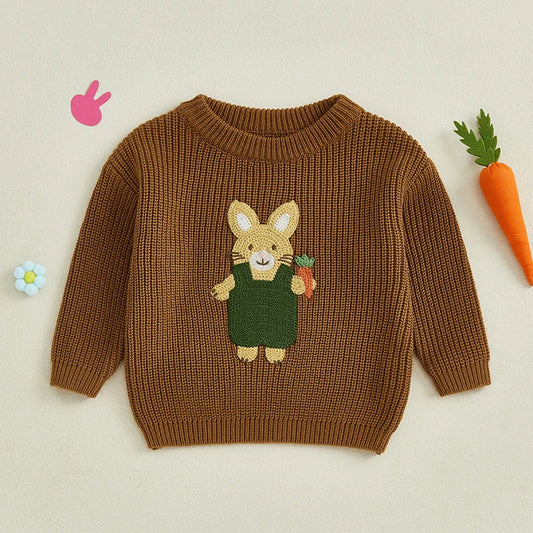 Toddler/Baby Pullover Sweater, Casual Easter Bunny Embroidery