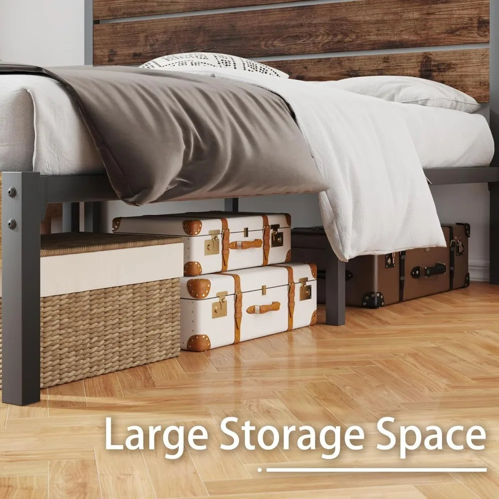 All-Metal Bed Frame with Headboard & Footboard - Under Bed Storage, No Box Spring Needed | Easy Assembly