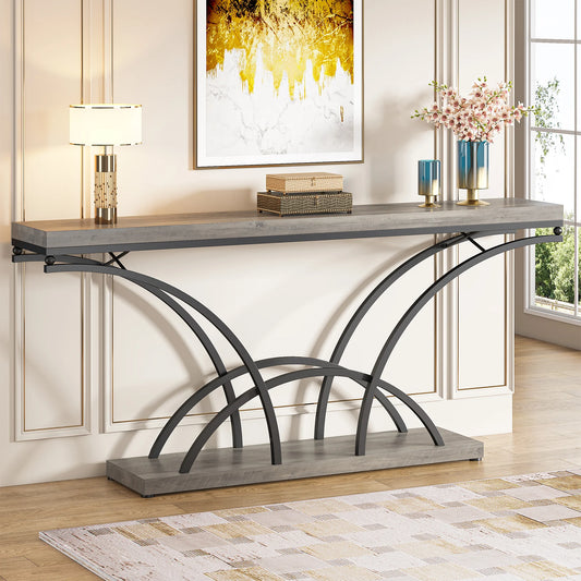 70.9 Inch Extra Long Gray Sofa Table for Entryway