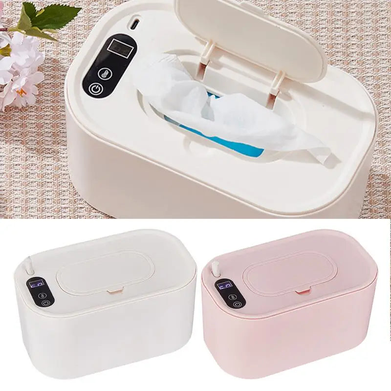 Portable Baby Wipe Warmer, LED Digital Display, Large Capacity Baby Wet Wipes Dispenser, USB Powered, Adjustable Temperature