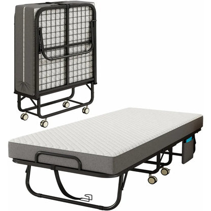 Portable Cot-Size Rollaway Bed with Memory Foam Mattress