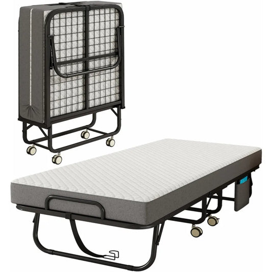 Portable Cot-Size Rollaway Bed with Memory Foam Mattress