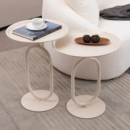 Lantern-shaped Small Round Metal Side Table