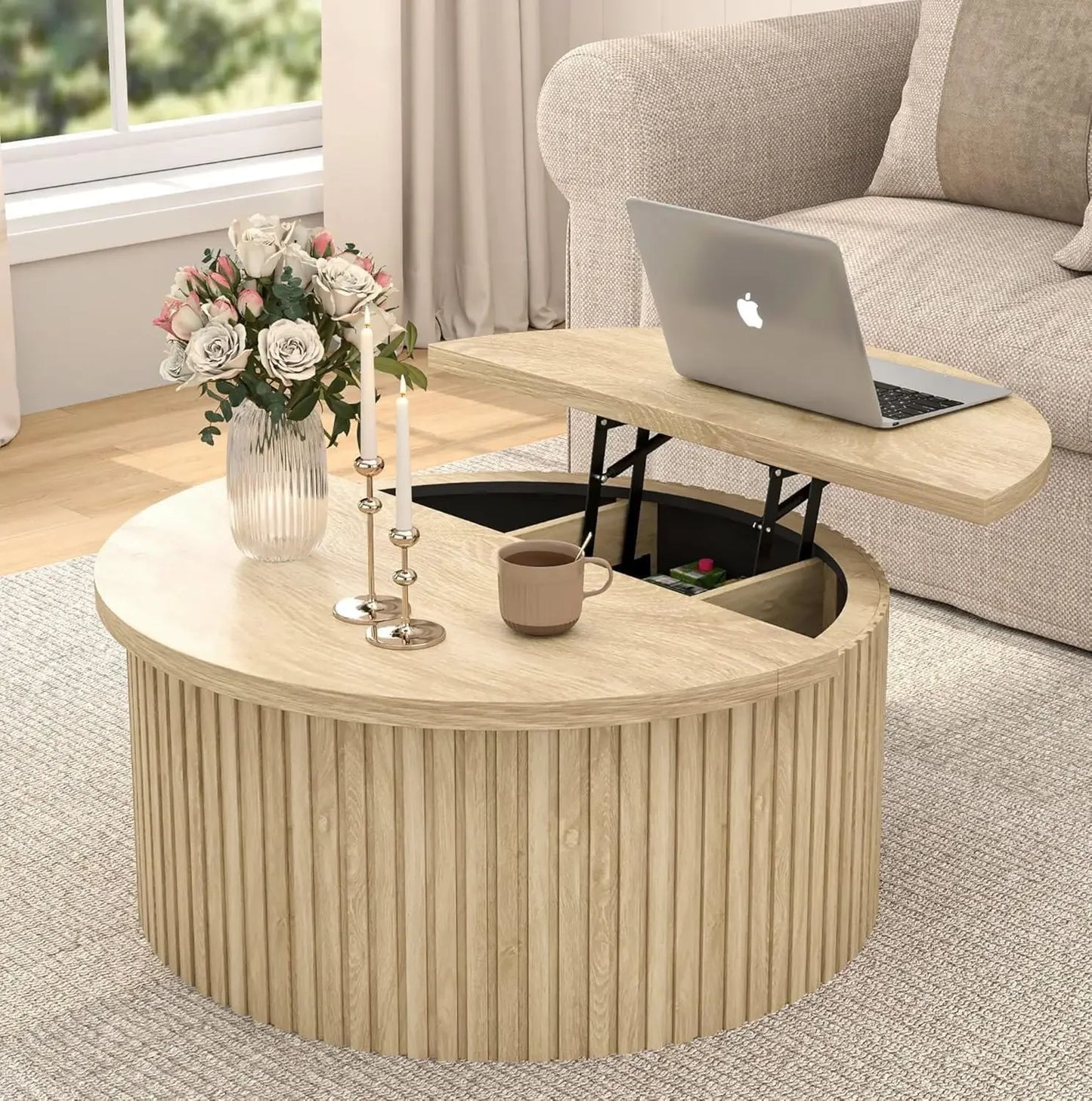 34.6'' Farmhouse Lift Top Coffee Table with Storage