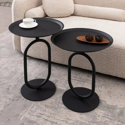 Lantern-shaped Small Round Metal Side Table
