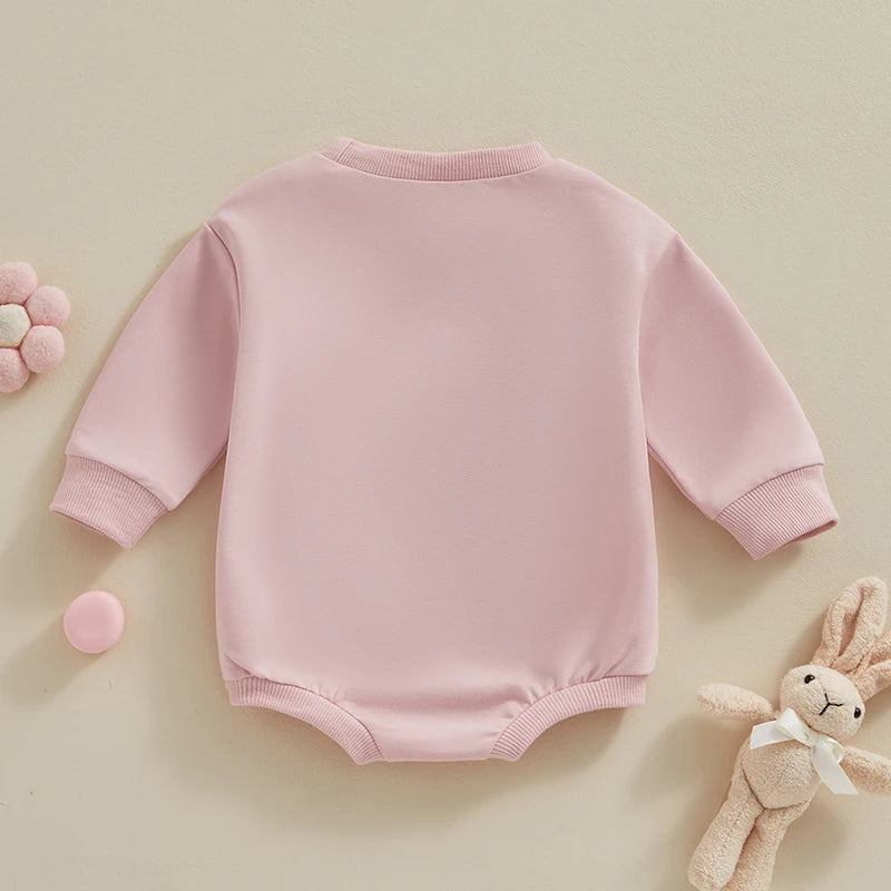 0-18MO Baby Girl/Boy Easter Bunny Embroidery Sweatshirt, Long Sleeve, O-neck Jumpsuit