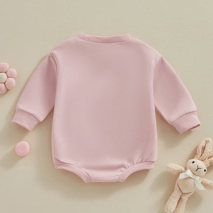 0-18MO Baby Girl/Boy Easter Bunny Embroidery Sweatshirt, Long Sleeve, O-neck Jumpsuit