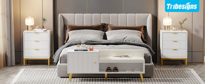 25.78" Tall Bedside Table with 3 Drawers