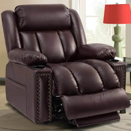 Large Faux Leather Power Lift Chair Recliner with Power Headrest