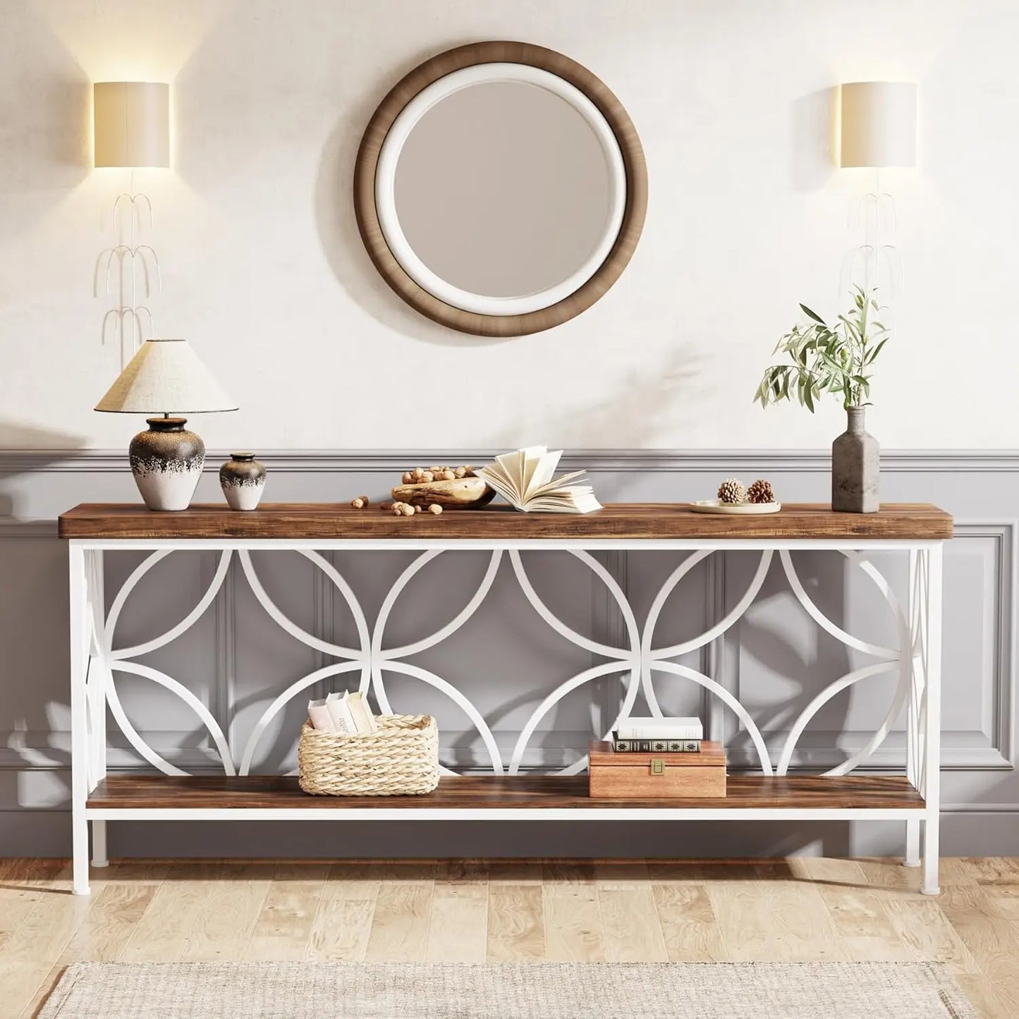 70.9-Inch Industrial Sofa/Entry Console Table