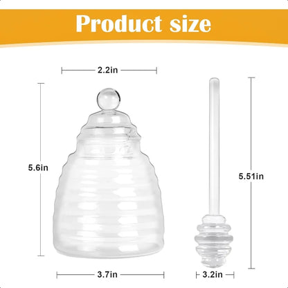 15.5 Oz Honey Pot with Dipper and LidGlass Honey Jar Honey Dispenser Clear Glass Honey Container for Home Kitchen Store Honey a