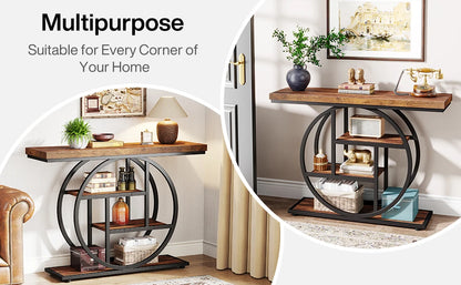 4-Tier Entryway Table, 41.3-Inch Industrial Sofa Table for Living Room, Foyer Hallway Table for Entrance