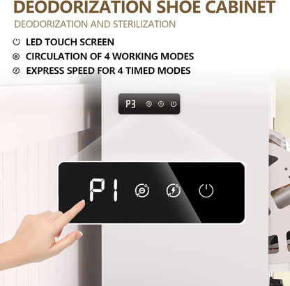 Shoe Storage Cabinet with Bench and Deodorizing Function with 2 Flip Drawers