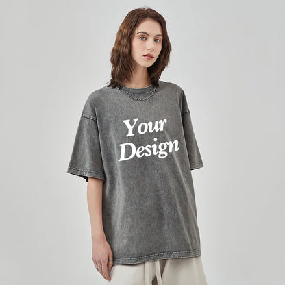 USA Custom Print 100% Washed Cotton T Shirt, Design your own, Men/Women Oversized Streetwear