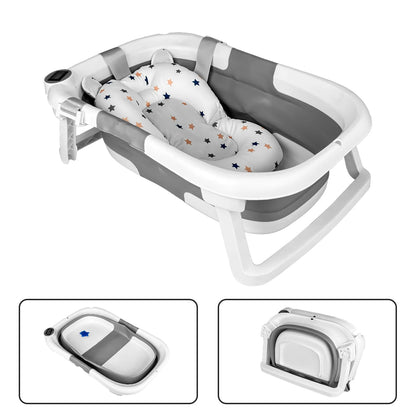 Foldable Baby Bathtub With Soft Cushion And Thermometer