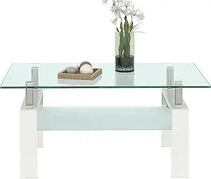3 Piece Black Glass Table Set, Including 1 Coffee Table and 2 End Side Tables
