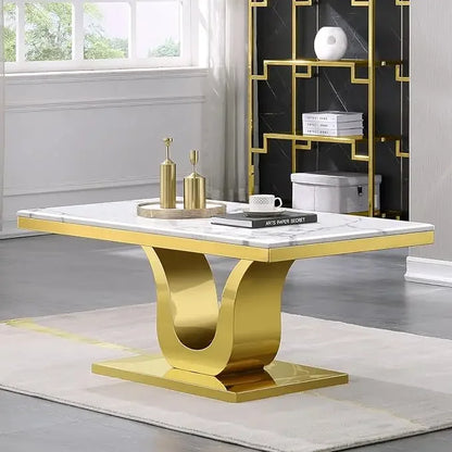 White and Silver 48" Coffee Table