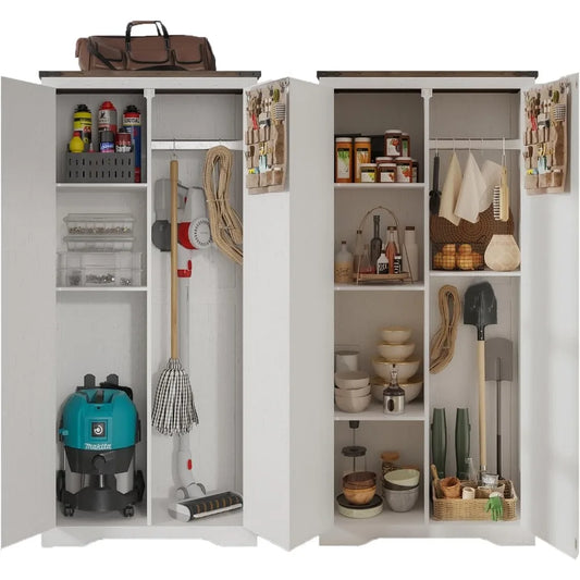 Set of 2 Tall Storage Cabinet w/Adjustable Shelves w/2 Barn Doors