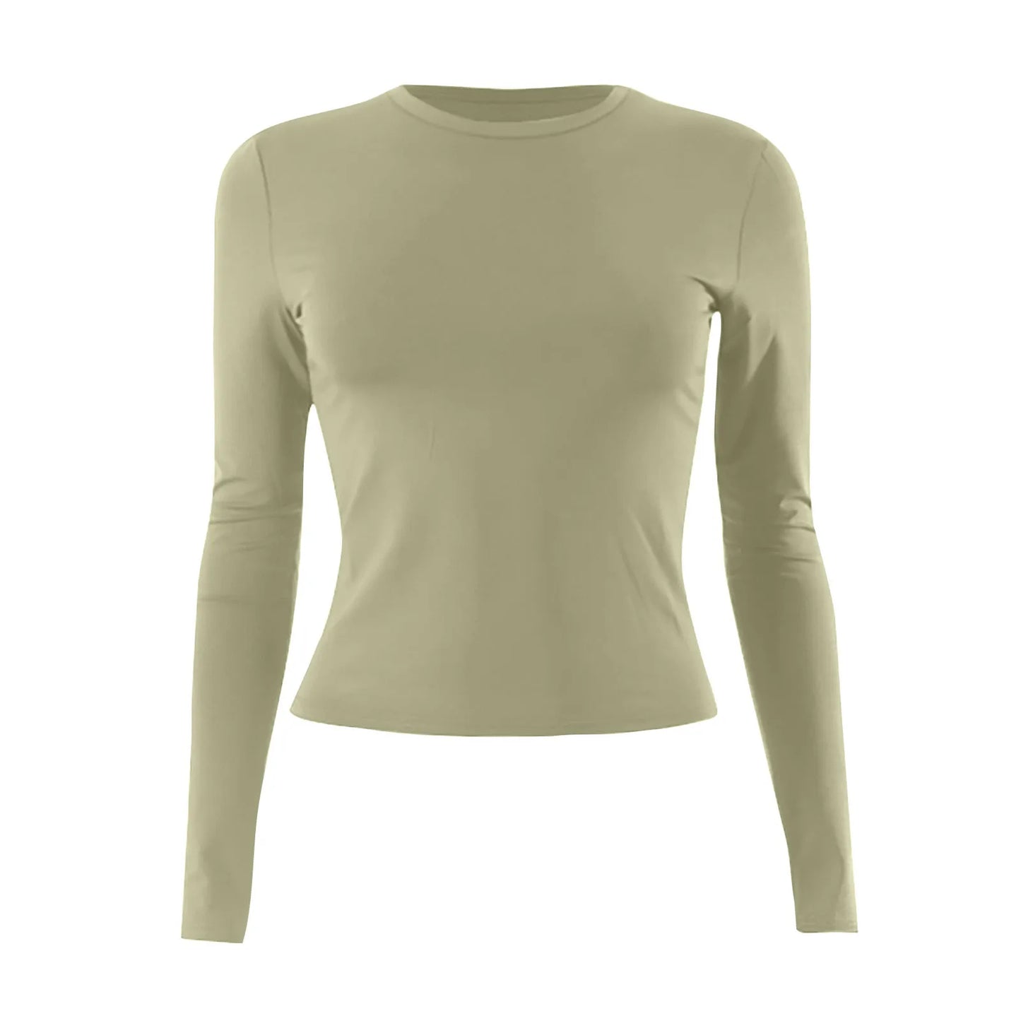 Cotton O Neck Long Sleeve Sexy Cropped Tops