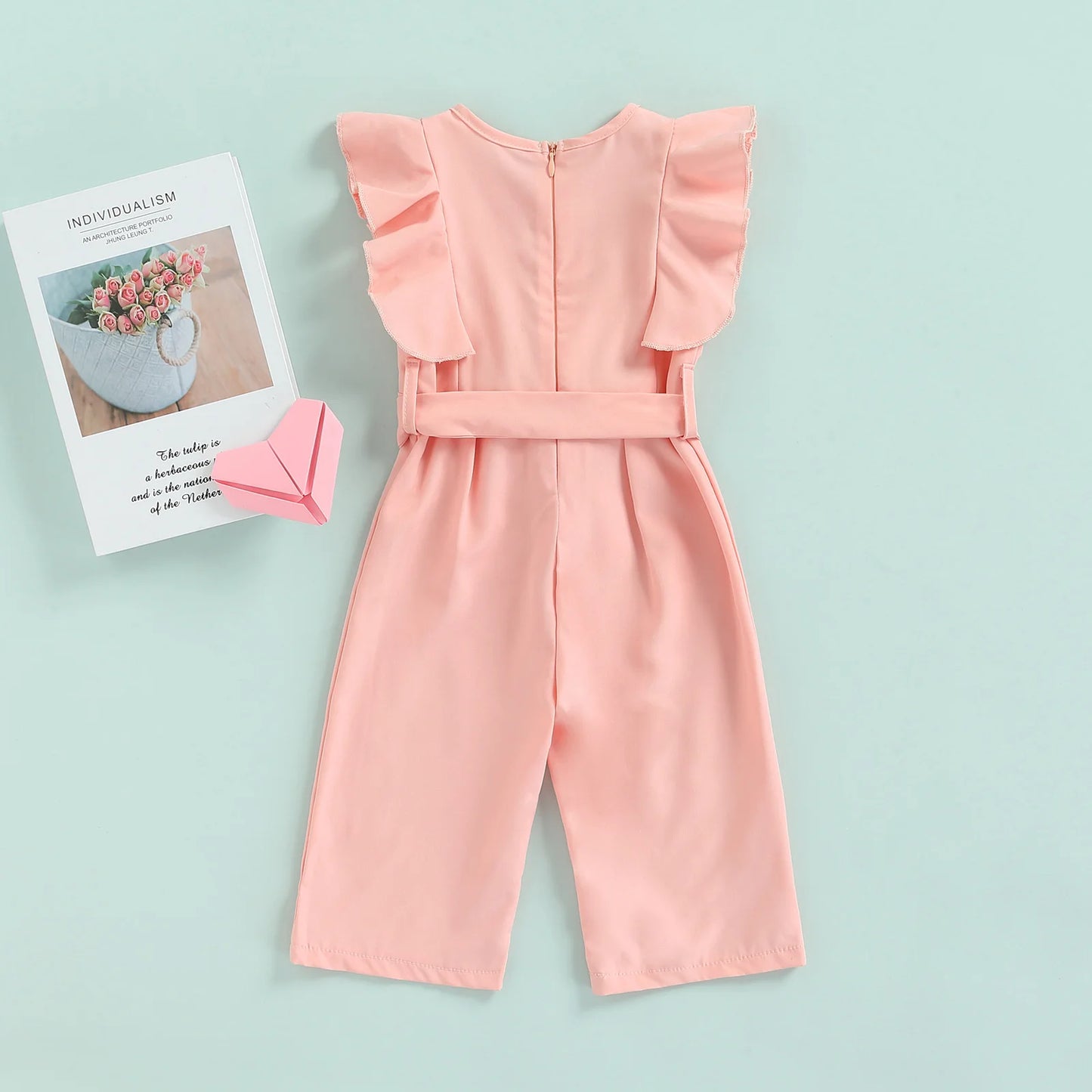1-6Years Toddler Baby Girl Summer Romper, Solid Pink ,O-Neck Jumpsuit
