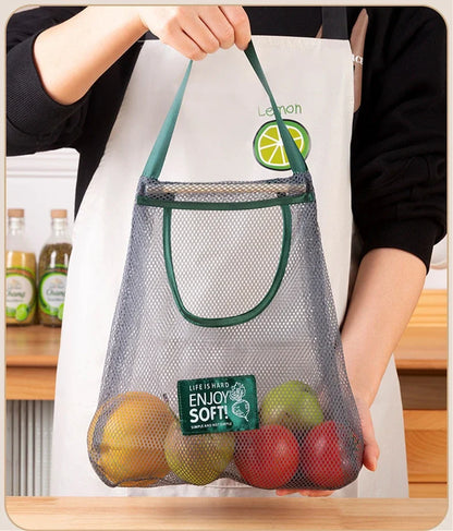 Reusable Storage Bags Kitchen Hanging Mesh Bag Home Fruit And Vegetable Storage Net Bag For Ginger Garlic Potatoes Onions